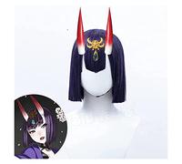 WELLHY Cosplay Wig Fate Grand Order FGO Cosplay Shuten Douji Wig Purple Short Hair Fiber Synthetic Wig + Brand Wig net for Coser