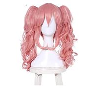 WELLHY Cosplay Wig FGO Tamamo no Mae Cosplay Wigs Fate/Extra Cosplay Pink Ponytails Curly Wig Halloween Heat Resistant Synthetic Hair for Coser