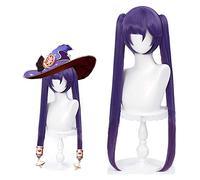 WELLHY Cosplay Wig for Game Genshin Impact Purple Clip on Mona Costume Wigs Lolita Gradient Party Harajuku Hair (Mona-Purple Ponytail) Coser Wig