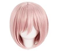 WELLHY Cosplay Wig Game Fate Grand Order Mash Kyrielight Cosplay Wigs Pink Short Heat Resistant Synthetic Hair Wig + Wig Cap for Coser
