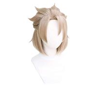 WELLHY Cosplay Wig Game Genshin Impact Albedo Cosplay Wigs Light Brown Cosplay Wig Short Braids Heat Resistant Synthetic Hair Halloween for Coser