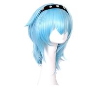 WELLHY Cosplay Wig Game Genshin Impact Role EULA Cosplay Wig Women 55cm Blue Heat Resistant Synthetic Hair Halloween Role Play Party Cos Props for Coser