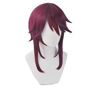 WELLHY Cosplay Wig Game Genshin Impact Rosaria Cosplay Wig Short Red Heat Resistant Synthetic Hair Wigs + Wig Cap for Coser