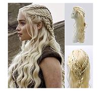 WELLHY Cosplay Wig Game of Thrones Cosplay Wig Dragon Mother Daenerys Targaryen Gold Long Wavy Blonde Hairpiece Halloween Party Costume Wigs for Coser