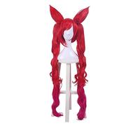 WELLHY Cosplay Wig Game Star Guardian Jinx Cosplay Wigs Long Red Mixed Pink Loose Wave Cosplay Wig Heat Resistant Synthetic Hair for Coser