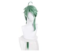 WELLHY Cosplay Wig Genshin Impact Baizhu Cosplay Wig Removable Bun Baishu Green 90cm Long Straight Braided Ponytail Heat Resistant Hair Role Play for Coser