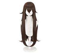 WELLHY Cosplay Wig Genshin Impact Game Cosplay Amber Wig Dark Brown Long Hair Accessories Hair Band Glasses 2021 Anime + Wig Cap for Coser