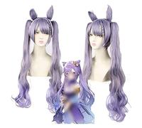 WELLHY Cosplay Wig Genshin Impact Wig Anime Cosplay Keqing Wig Binaural Gradient Purple Wig with Free Wig Cap for Halloween Party Carnival Nightlife Concerts Weddings for Coser