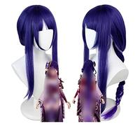 WELLHY Cosplay Wig Genshin Impact Wig Anime Cosplay Raiden Shogun Wig Purple Wig with Free Wig Cap for Halloween Party Carnival Nightlife Concerts Weddings for Coser