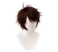WELLHY Cosplay Wig Haikyuu!! Oikawa Tooru Dark Brown Short Wig Cosplay Costume Heat Resistant Synthetic Hair Haikiyu Men Wigs WIGCAP for Coser