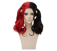 WELLHY Cosplay Wig Harleen Quinzel Red&Black Wig Cosplay Costume Suicide Squad Quinn Women Heat Resistant Synthetic Hair Halloween Wigs for Coser