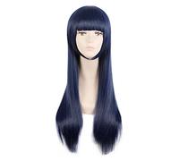 WELLHY Cosplay Wig Hinata Hyuga Cosplay Wigs Sora no Method Shione Togawa Cosplay Wigs Long Blue Black Heat Resistant Synthetic Hair for Coser