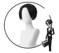 WELLHY Cosplay Wig Identity V Embalmer Banquet Housekeeper Cosplay Wig Black Ponytail Hair Heat-Resistant Fiber Hair + Wig Cap Party Role Play for Coser