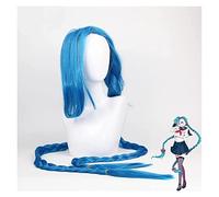 WELLHY Cosplay Wig Jinx Wig Cosplay Wanita Biru Dua Kuncir Kuda Kepang Gadis Rambut Panjang 120Cm untuk Pesta Halloween for Coser