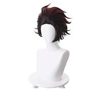 WELLHY Cosplay Wig Kamado Tanjirou Wig Kimetsu no Yaiba Cosplay 28cm Dark red Hair Synthetic Heat Resistant Hair Kamado Tanjirou Cosplay for Coser