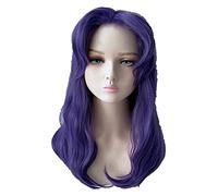 WELLHY Cosplay Wig Katsuragi Misato Cosplay Wig Purple Long Wavy Heat Resistant Synthetic Hair Anime Wigs + Wig Cap for Coser