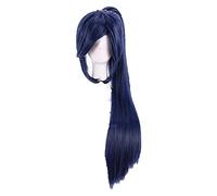 WELLHY Cosplay Wig Macross Frontier Alto Saotome Cosplay Wig Long Mixed Dark Blue Ponytail Heat Resistant Synthetic Hair Wig + Wig Cap for Coser