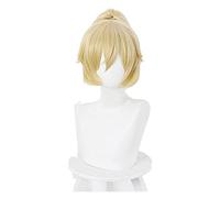 WELLHY Cosplay Wig Mayuko Nise Cosplay Wigs Anime Tenkuu Shinpan High-Rise Invasion Yellow Ponytail Heat Resistant Hair Halloween Party Cosplay Wig for Coser