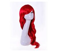WELLHY Cosplay Wig Mermaid Cosplay Wig for Women Girls Princess Party Wig Red Long Wavy Wig Halloween Heat Resistant Synthetic Hair + Wig Cap for Coser