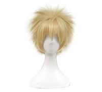 WELLHY Cosplay Wig MHA Bakugou Katsuki Cosplay Wigs BNHA Cosplay 30cm Yellow Short Men Wigs Heat Resistant Synthetic Hair for Coser