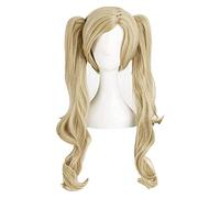 WELLHY Cosplay Wig P5 Persona 5 Anne Takamaki Cosplay Wigs Long Curly Linen with 2 Clips On Ponytails Heat Resistant Synthetic Hair Wig + Wig Cap for Coser