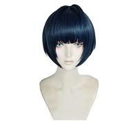 WELLHY Cosplay Wig P5 Persona 5 Tae Takemi Short Blue Black Mixed Heat Resistant Hair Cosplay Costume Wig + Wig Cap for Coser