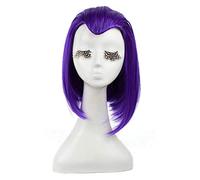 WELLHY Cosplay Wig Raven Cosplay Wigs Anime Purple Short Straight Cosplay Wig Halloween Heat Resistant Synthetic Hair for Coser