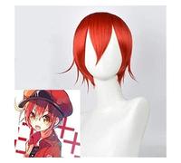 WELLHY Cosplay Wig Red Blood Cell for Wig Cells at Work! Anime Wig Red Short Hair Cosplay Comic-Con Halloween Party Carnival Adult Teen FLYAND for Coser