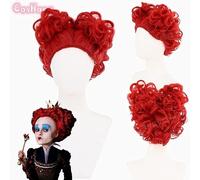 WELLHY Cosplay Wig Red Queen Cosplay Alice in Wonderland Party Cosplay Women Short Red Wig Cosplay Anime Cosplay Wig Heat Resistant Synthetic Wigs for Coser