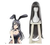 WELLHY Cosplay Wig Sakurajima Mai Cosplay Wigs Cosplay Long Grey Straight Wig Halloween Heat Resistant Synthetic Hair for Coser