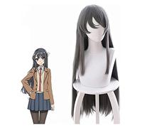 WELLHY Cosplay Wig Sakurajima Mai Grey Long Wig Cosplay Costume Seishun Buta Yarou wa Senpai no Yume wo Minai Heat Resistant Hair for Coser