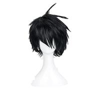 WELLHY Cosplay Wig Seraph of The End Yuichiro Hyakuya Cosplay Wig Short Black Mix Blue Heat Resistant Synthetic Hair Wig + Wig Cap for Coser