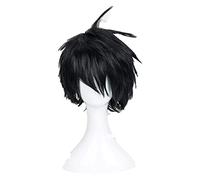 WELLHY Cosplay Wig Seraph of The End Yuichiro Hyakuya Cosplay Wig Short Black Mix Blue Heat Resistant Synthetic Hair Wig + Wig Cap for Coser