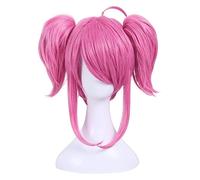WELLHY Cosplay Wig Star Guardian Lux Cosplay Wig Pink Double Ponytails Cosplay Wigs Short Hair Wig Heat Resistant Synthetic Wig for Coser