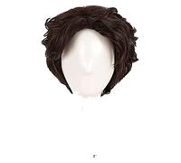 WELLHY Cosplay Wig Tangled Rapunzel Flynn Rider Men Cosplay Wigs Short Dark Brown Curly Heat Resistant Synthetic Hair Wig + Wig Cap for Coser