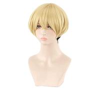 WELLHY Cosplay Wig Tokyo Revengers Chifuyu Matsuno Wigs Short Blond Black Heat Resistant Synthetic Hair Carnival Party Cosplay Wig + Wig Cap for Coser