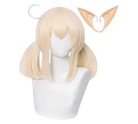 WELLHY Klee Cosplay Wig with Ears Genshin Impact Costume Wig Double Blonde Ponytail Hair for Anime Cosplay Coser Wig