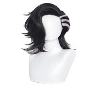 WELLHY Kokonoi Hajime Anime Black Cosplay Wig for Tokyo Revengers Character Short Fluffy Cosplay Wig Coser Wig