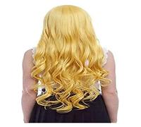 WELLHY L-email Wig 32inch 80cm Long Cosplay Wigs 5 Colors Wavy Brown Beige Synthetic Hair Perucas Cosplay Wig 32inches Yellow Coser Wig