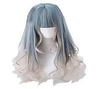 WELLHY L-email Wig Long Gradient Lolita Wigs Wavy Woman Hair Cosplay Wig with Buns Halloween Heat Resistant Synthetic Hair 23inches Mixed Color Coser Wig