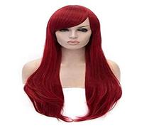 WELLHY LOL Katarina Cosplay Wig Katarina Du Couteau 70cm Long Dark Red Culy Heat Resistant Synthetic Hair Wigs + Wig Cap Coser Wig