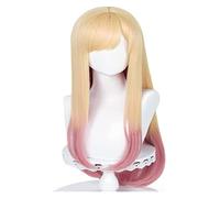 WELLHY Long Blonde and Pink Wig for Marin Kitagawa Cosplay Wig Anime Straight Hair with Bangs for Halloween Party with Cap Coser Wig