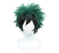 WELLHY Midoriya Izuku Anime Cosplay Wig Short Black Green Halloween Costume Curly Wig Coser Wig