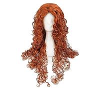 WELLHY Movie Brave Princess Merida Cosplay Wigs Long Curly Heat Resistant Synthetic Hair Wig + Wig Cap Coser Wig
