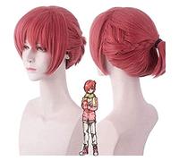 WELLHY Toilet Tied Hanako-Kun Mitsuba Cosplay Wigs 35cm Short Heat Resistant Synthetic Hair Ponytail Anime Wig Dark Pink Party Gift KEEBON Coser Wig