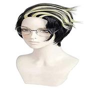 WELLHY Tokyo Revengers Hanma Shuji Cosplay Wig Black and Yellow Short wigfor Halloween Party + Cap Coser Wig