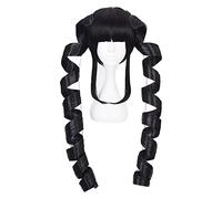 WELLHY Trigger Happy Havoc Yasuhiro Taeko Celestia Ludenberg Black Curly Synthetic Hair Dangan Ronpa Cosplay Wig Coser Wig