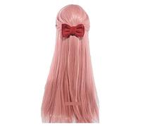 WELLHY Wig for 75cm Wotaku ni Koi wa Muzukashii Otaku Momose Narumi Cosplay Wigs Long Orange Pink Synthetic Hair Wig + Wig Cap+ Bow Hairpin WigandHairpin Coser Wig (Color : WigandHairpin) (Color : Wi