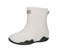 Wellies Boots Women Short Ankle Wavy Sole Casual Rain Footwear Beige 4.0