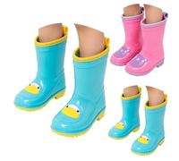 Wellies for Boys Gilrs Cute Cartoon Rain Boots Kids Lightweight Slip On Walking Rainboots Wellies Boots Children Solid Waterproof Non-Slip Outdoor Footwear Shoes for Muddy (Sky Blue, 1 Big Kids)